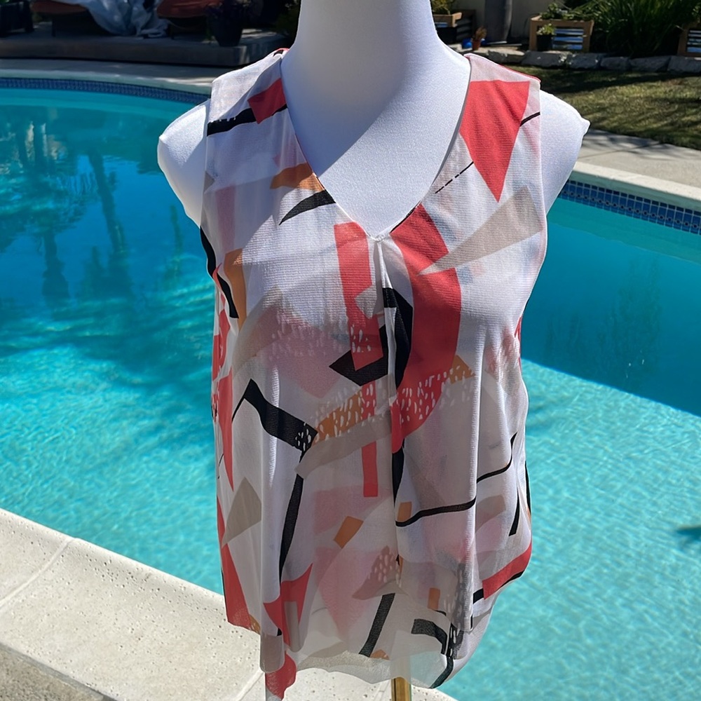 Alfani | Petite Sleeveless sheer, layered top | Size PS